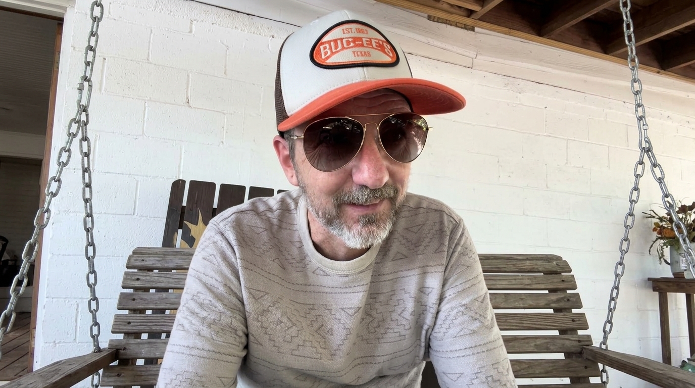 Sean showing off a classic Buc-ee's trucker hat