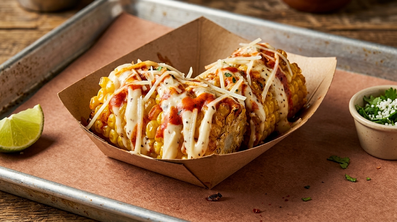 Incredible Mexican street corn fried in beef tallow from Smoke Sessions Barbecue